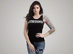 AmericanMuscle Black Ribbed Tank Top; Women