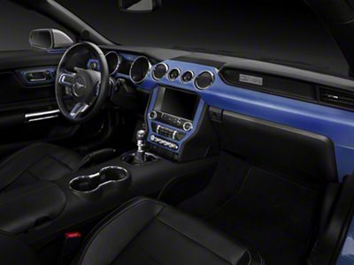 SEC10 Dash Overlay Kit; Blue Carbon Fiber (15-23 Mustang)