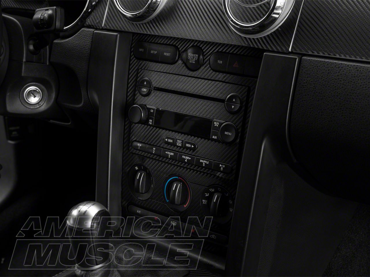 SEC10 Mustang Dash Overlay Kit; Carbon Fiber 383737 (0509 Mustang