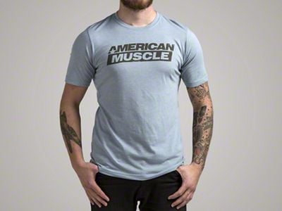 AmericanMuscle Distressed T-Shirt; Blue