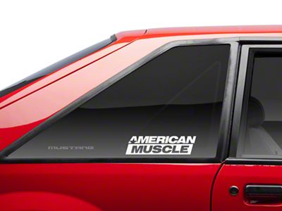 SEC10 AmericanMuscle Quarter Window Decal; White (79-93 Mustang)