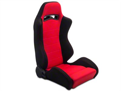 SpeedForm Racing Seats; Black and Red; Pair (79-14 Mustang)