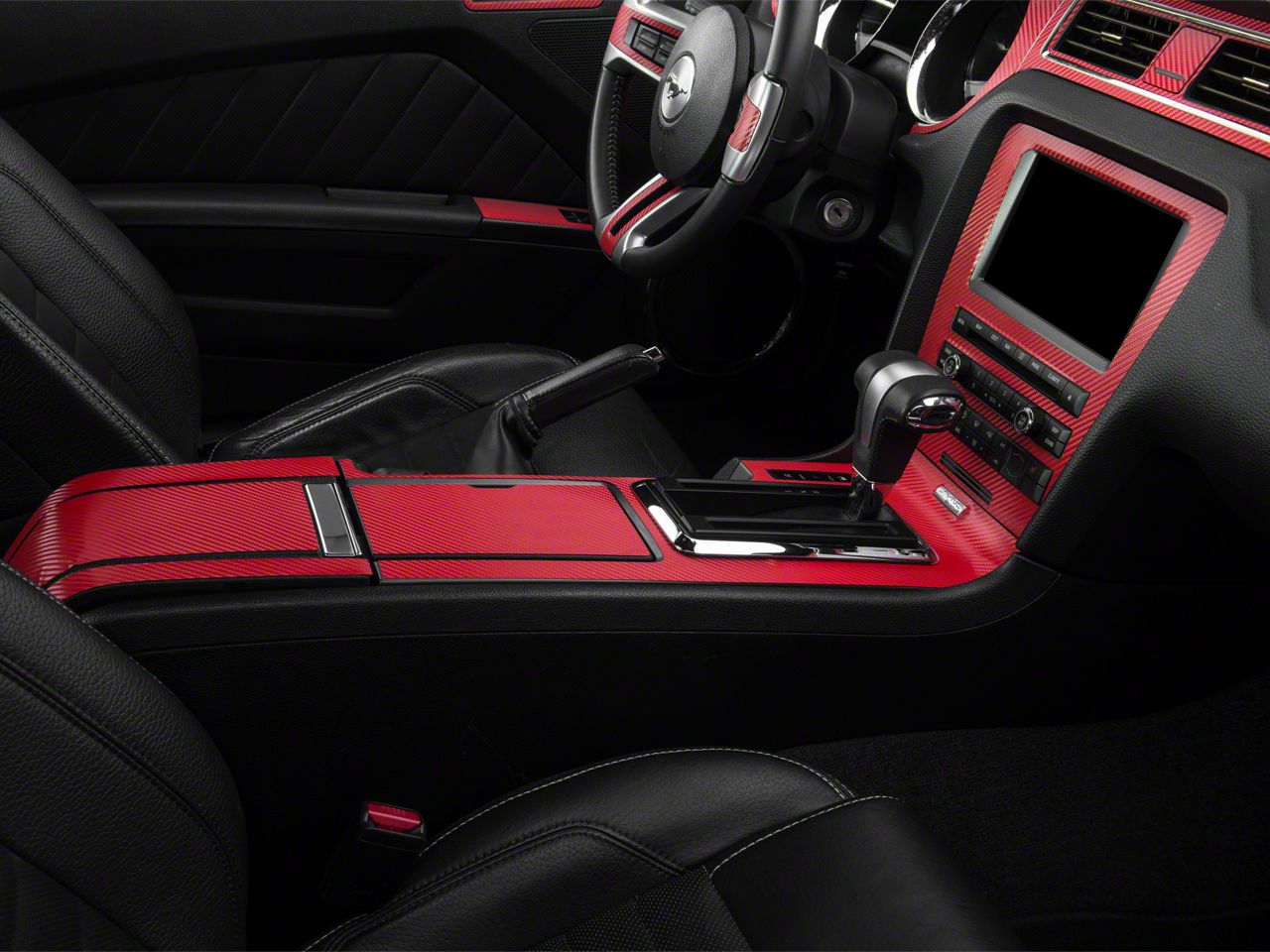 SEC10 Mustang Dash Overlay Kit; Red Carbon Fiber 387405 (1014 Mustang