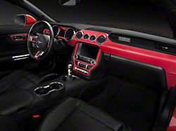 SEC10 Dash Overlay Kit; Red Carbon Fiber (15-23 Mustang)