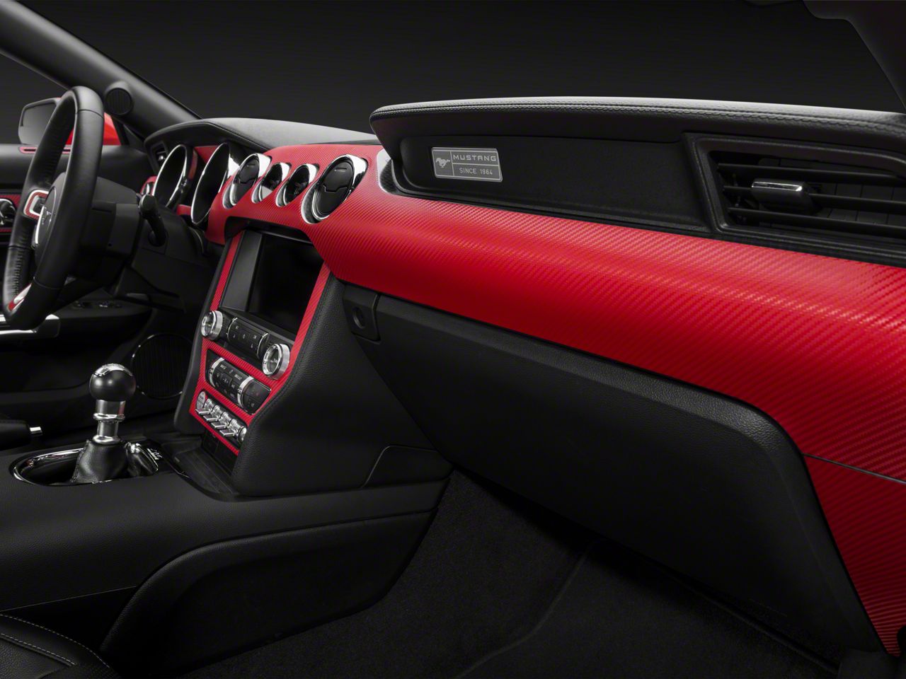 SEC10 Mustang Dash Overlay Kit Red Carbon Fiber 389877 15 23