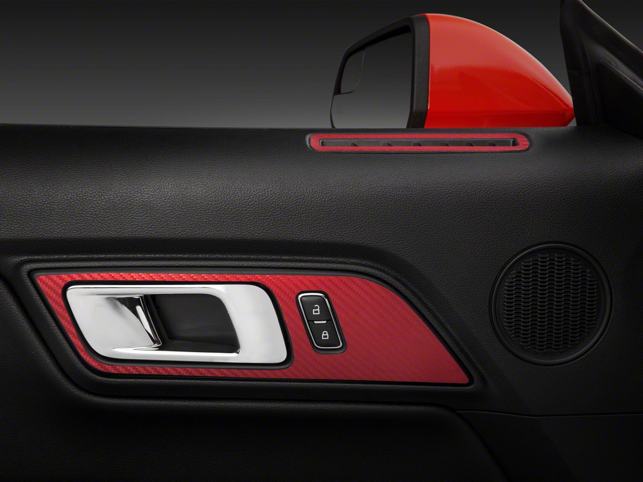 SEC10 Mustang Dash Overlay Kit; Red Carbon Fiber 389877 (1523 Mustang