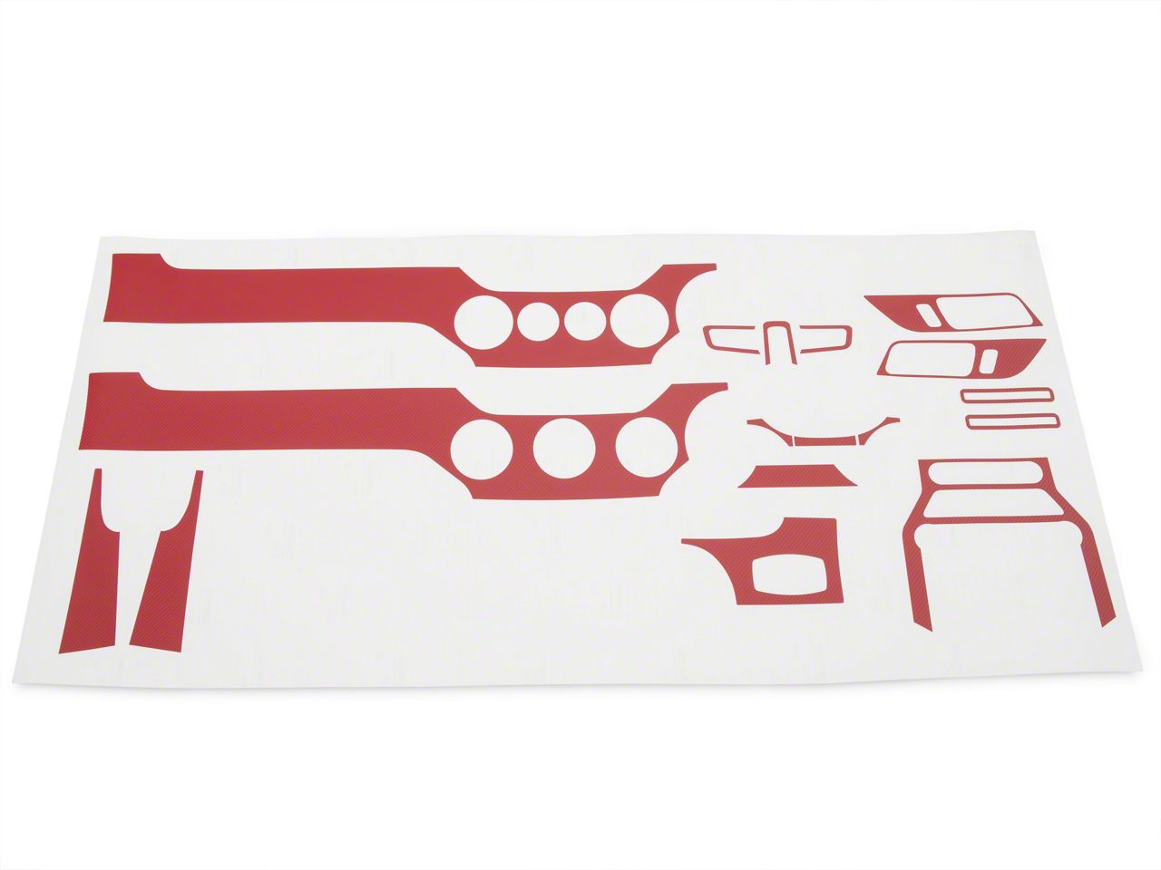 SEC10 Mustang Dash Overlay Kit; Red Carbon Fiber 389877 (1523 Mustang