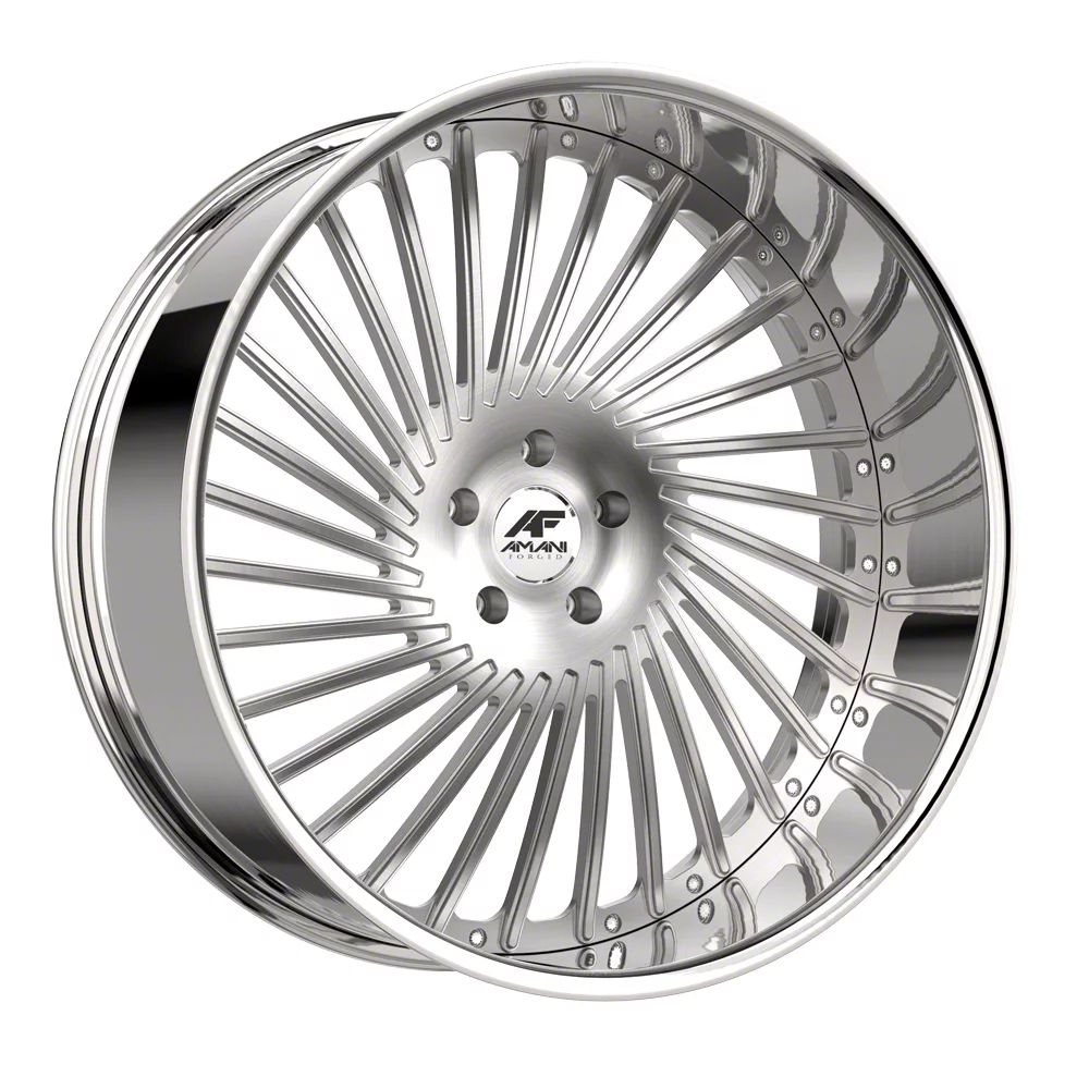 Amani CHILE-L Brush Center with Chrome Lip Wheel; 22x9; 15mm Offset (11-23 RWD Charger, Excluding Widebody)
