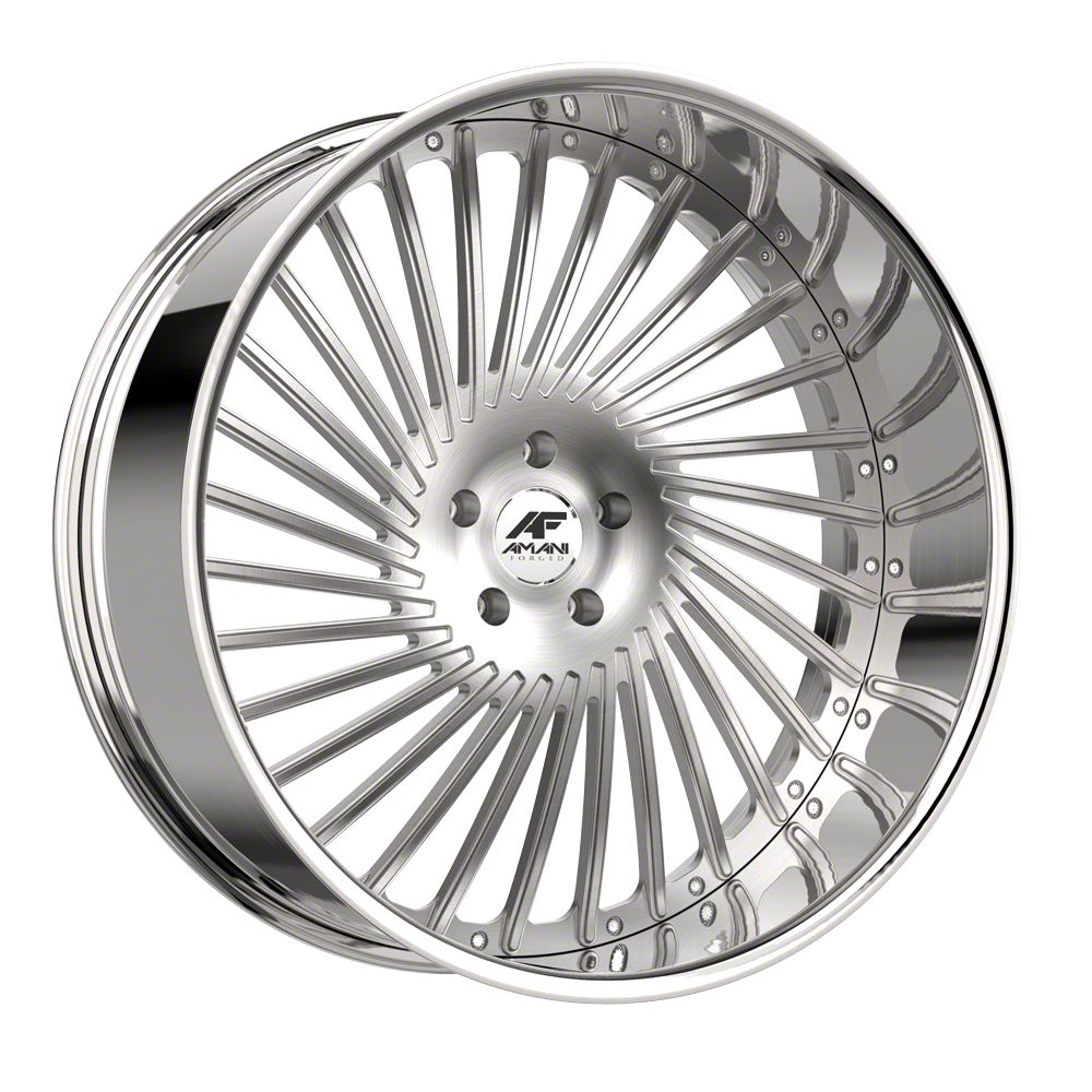 Amani CHILE-L Brush Center with Chrome Lip Wheel; 22x9; 15mm Offset (11-23 RWD Charger, Excluding Widebody)