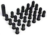 Black Acorn Spline Lug Nuts for Aftermarket Wheels; M14x1.5; Set of 24 (10-24 Camaro)