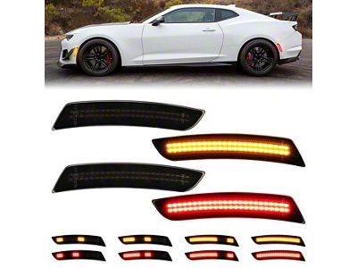 Dynamic LED Side Markers; Red/Amber; Smoked (16-24 Camaro)