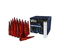 Red Spike Lug Nuts; M14x1.5; Set of 24 (10-24 Camaro)