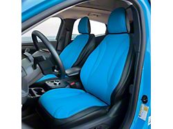 Kustom Interior Premium Artificial Leather Front and Rear Seat Covers; Black with All Blue Front Face (21-26 Mustang Mach-E)