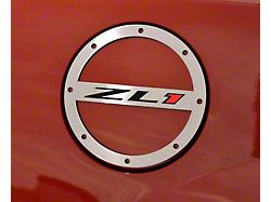 American Car Craft Gas Cap Cover with ZL1 Logo; Brushed (10-19 Camaro)