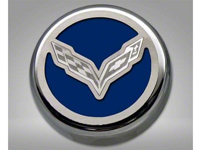 American Car Craft Fluid Cap Covers; Dark Blue (14-19 Corvette C7 w/ Automatic Transmission)