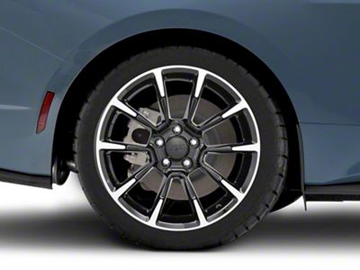 11/12 GT/CS Style Gloss Black Machined Wheel; Rear Only; 19x10; 48mm Offset (24-25 Mustang)