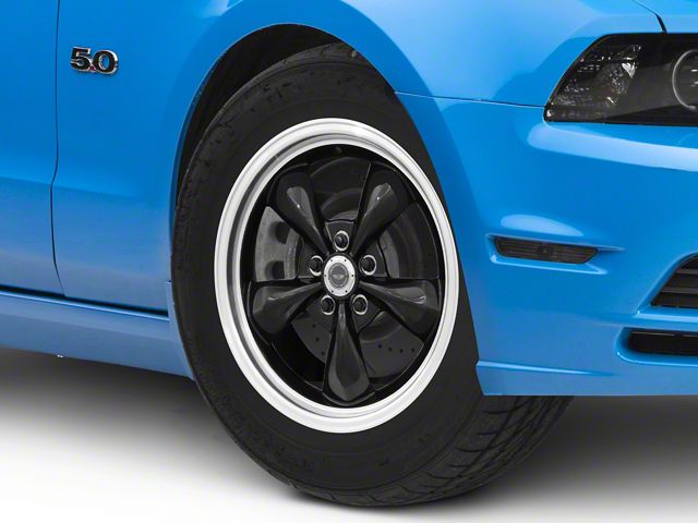 American Racing TORQ THRUST M Gloss Black Machined Wheel; 17x9 (10-14 Mustang GT w/o Performance Pack, V6)