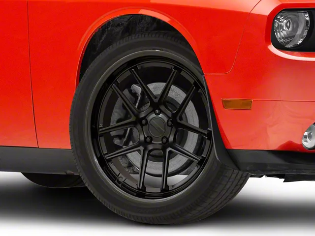 American Racing Bishop Matte Black with Gloss Black Lip Wheel; 20x12 (18-23 Challenger Widebody)