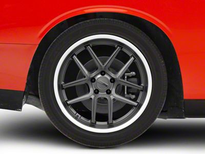 American Racing Bishop Matte Gunmetal with Machined Lip Wheel; Rear Only; 20x11; 22mm Offset (08-23 RWD Challenger, Excluding Widebody)