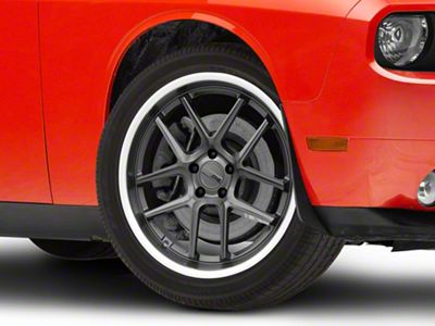 American Racing Bishop Matte Gunmetal with Machined Lip Wheel; 20x9.5; 15mm Offset (08-23 RWD Challenger, Excluding Widebody)