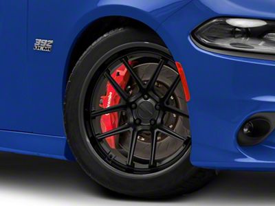 American Racing Bishop Matte Black with Gloss Black Lip Wheel; 20x9.5; 15mm Offset (11-23 RWD Charger, Excluding Widebody)