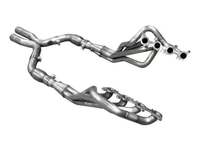 American Racing Headers 1-3/4 x 3-Inch Catted Long Tube Headers with X-Pipe; Bottle-Neck Eliminator (18-22 Mustang GT)