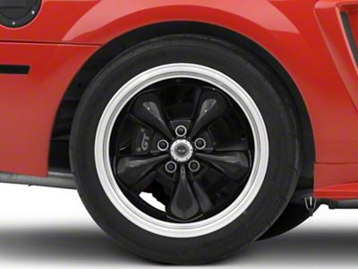 American Racing TORQ THRUST M Gloss Black Machined Wheel; Rear Only; 18x10; 24mm Offset (99-04 Mustang)