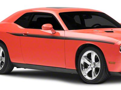 SEC10 Side Stripes; Gloss Black (08-23 Challenger, Excluding Widebody)