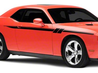SEC10 Side Stripes with Hash Marks; Gloss Black (08-23 Challenger, Excluding Widebody)