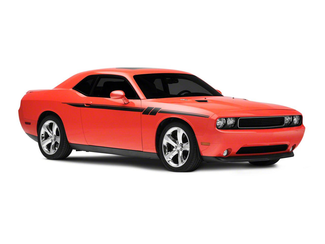 SEC10 Challenger Side Stripes with Hash Marks; Matte Black