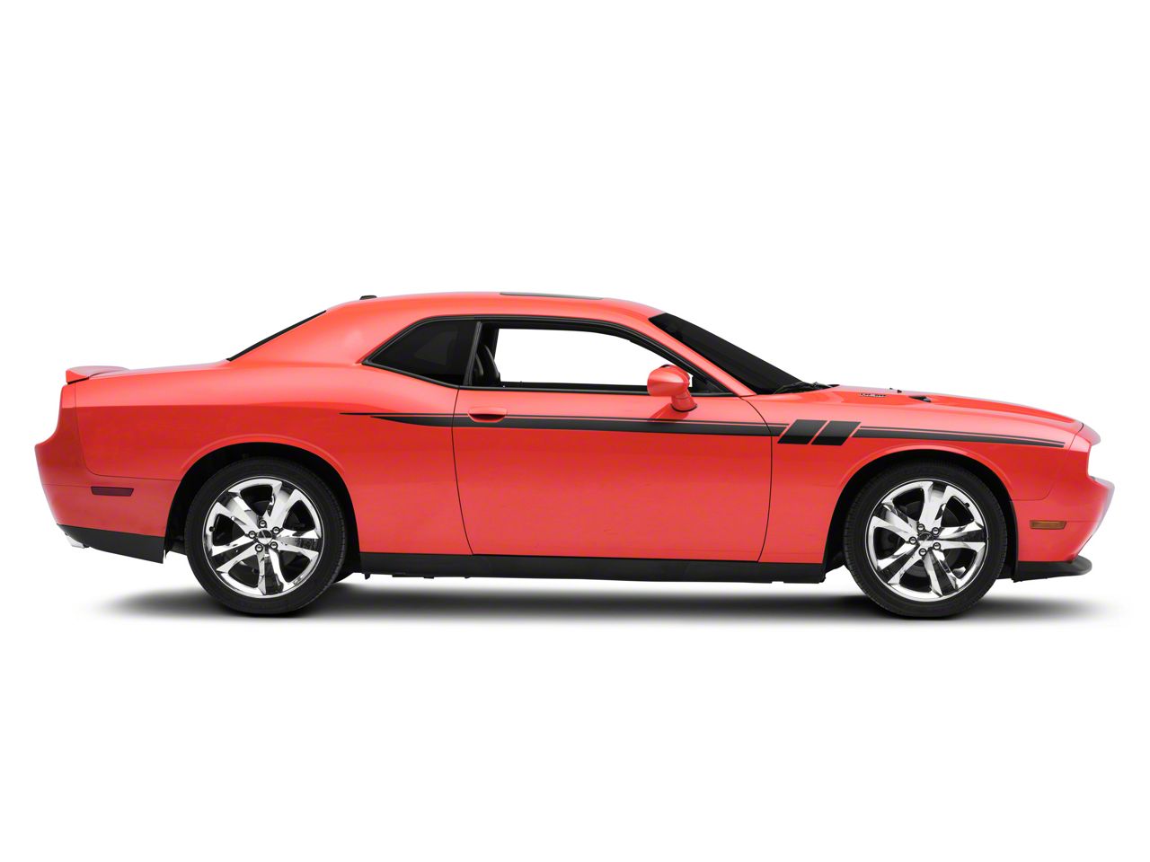 SEC10 Challenger Side Stripes with Hash Marks; Matte Black