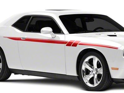 SEC10 Side Stripes with Hash Marks; Red (08-23 Challenger, Excluding Widebody)