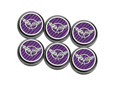 Cross Flag Series Fluid Cap Covers; Purple Carbon Fiber (97-04 Corvette C5 w/ Manual Transmission)