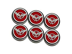 Cross Flag Series Fluid Cap Covers; Red Carbon Fiber (97-04 Corvette C5 w/ Manual Transmission)