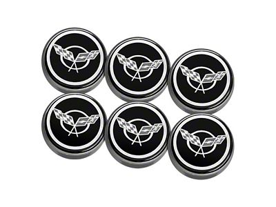Cross Flag Series Fluid Cap Covers; Solid Black (97-04 Corvette C5 w/ Manual Transmission)