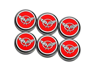 Cross Flag Series Fluid Cap Covers; Bright Red Solid (97-04 Corvette C5 w/ Manual Transmission)