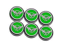 Cross Flag Series Fluid Cap Covers; Synergy Green Solid (97-04 Corvette C5 w/ Manual Transmission)