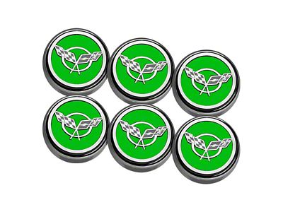 Cross Flag Series Fluid Cap Covers; Synergy Green Solid (97-04 Corvette C5 w/ Manual Transmission)