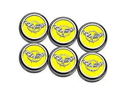 Cross Flag Series Fluid Cap Covers; Solid Yellow (97-04 Corvette C5 w/ Manual Transmission)
