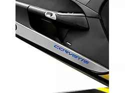 Door Guards with Corvette Inlay; Blue Carbon Fiber (05-13 Corvette C6)