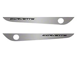 Door Guards with Corvette Inlay; Brushed Black (05-13 Corvette C6)