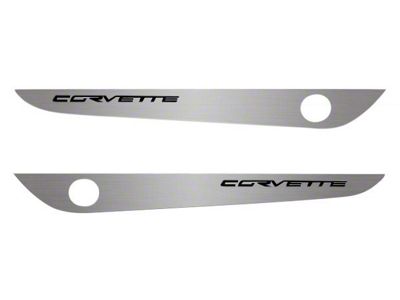 Door Guards with Corvette Inlay; Brushed Black (05-13 Corvette C6)