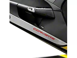 Door Guards with Corvette Inlay; Red Carbon Fiber (05-13 Corvette C6)