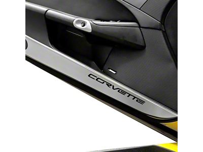 Door Guards with Corvette Inlay; Solid Black (05-13 Corvette C6)