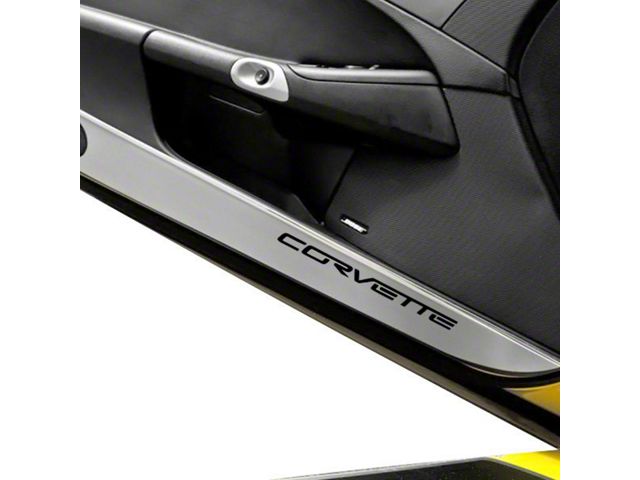 Door Guards with Corvette Inlay; Black Solid (05-13 Corvette C6)