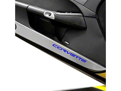 Door Guards with Corvette Inlay; Dark Blue Solid (05-13 Corvette C6)