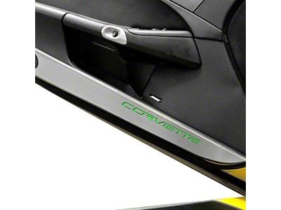 Door Guards with Corvette Inlay; Solid Synergy Green (05-13 Corvette C6)