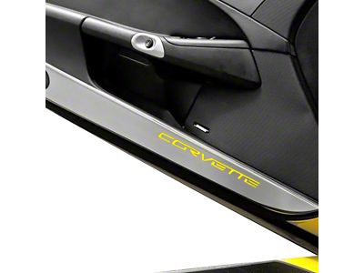 Door Guards with Corvette Inlay; Solid Yellow (05-13 Corvette C6)