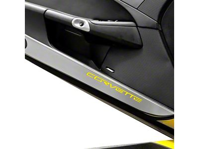 Door Guards with Corvette Inlay; Yellow Solid (05-13 Corvette C6)