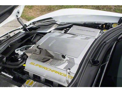 Fuel Rail Covers; Yellow Carbon Fiber (15-19 Corvette C7 Z06)